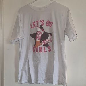 White oversized let’s go girls size small